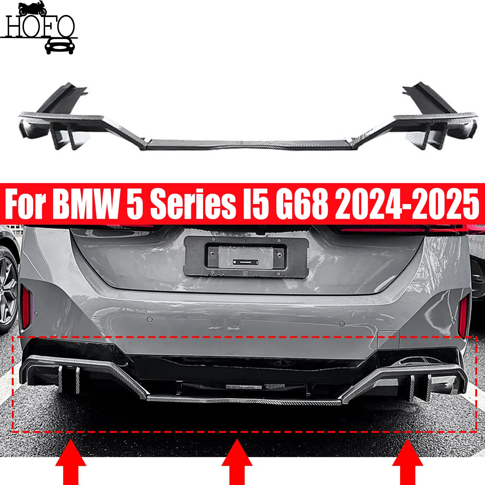 

For BMW 5 Series I5 G68 2024-2025 Rear Bumper Diffuser Splitter Spoiler Lower Bracket Lip