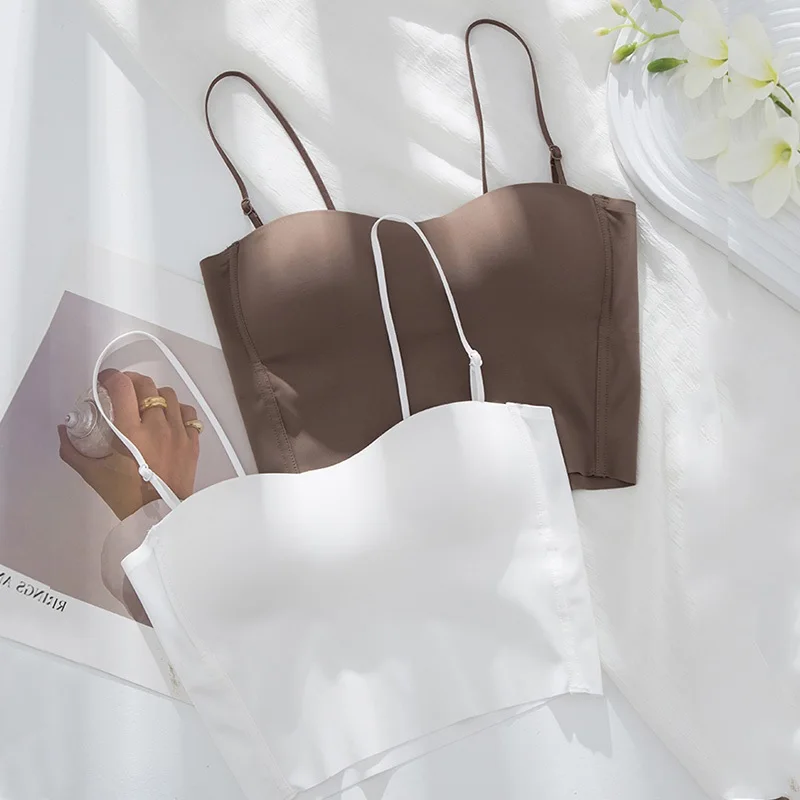 Women's Integrated Short Sleeve Vest Top Strap Design Backless Bralette Inner Wear Pad Included Office Style Spring Summer