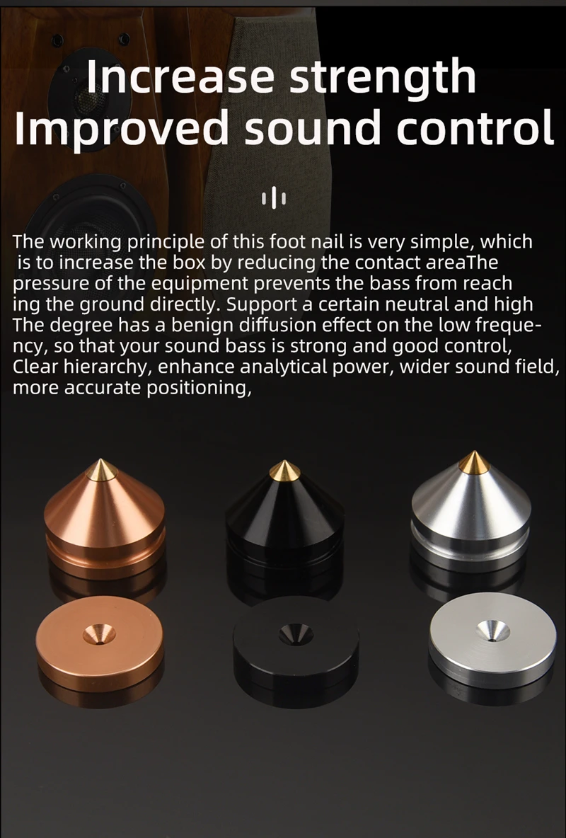 4PCS 4Sets Speaker Stand Feet Foot Pad Aluminium Alloy Metal Spikes Cone Floor Foot Nail M23*20