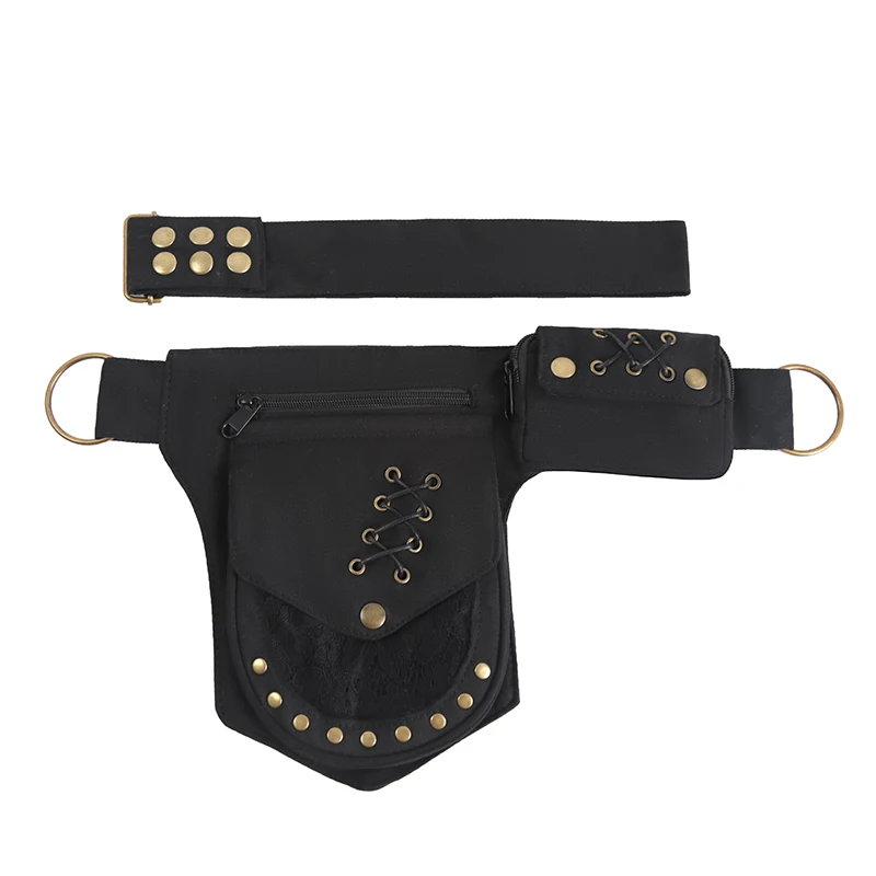 Multifunktionale Hüfttasche, Unisex-Handytasche mit Metallnieten und verstellbarem Gürtel, Beintasche, Outdoor-Hüfttasche für Damen, Edgy Purse – Detail 5