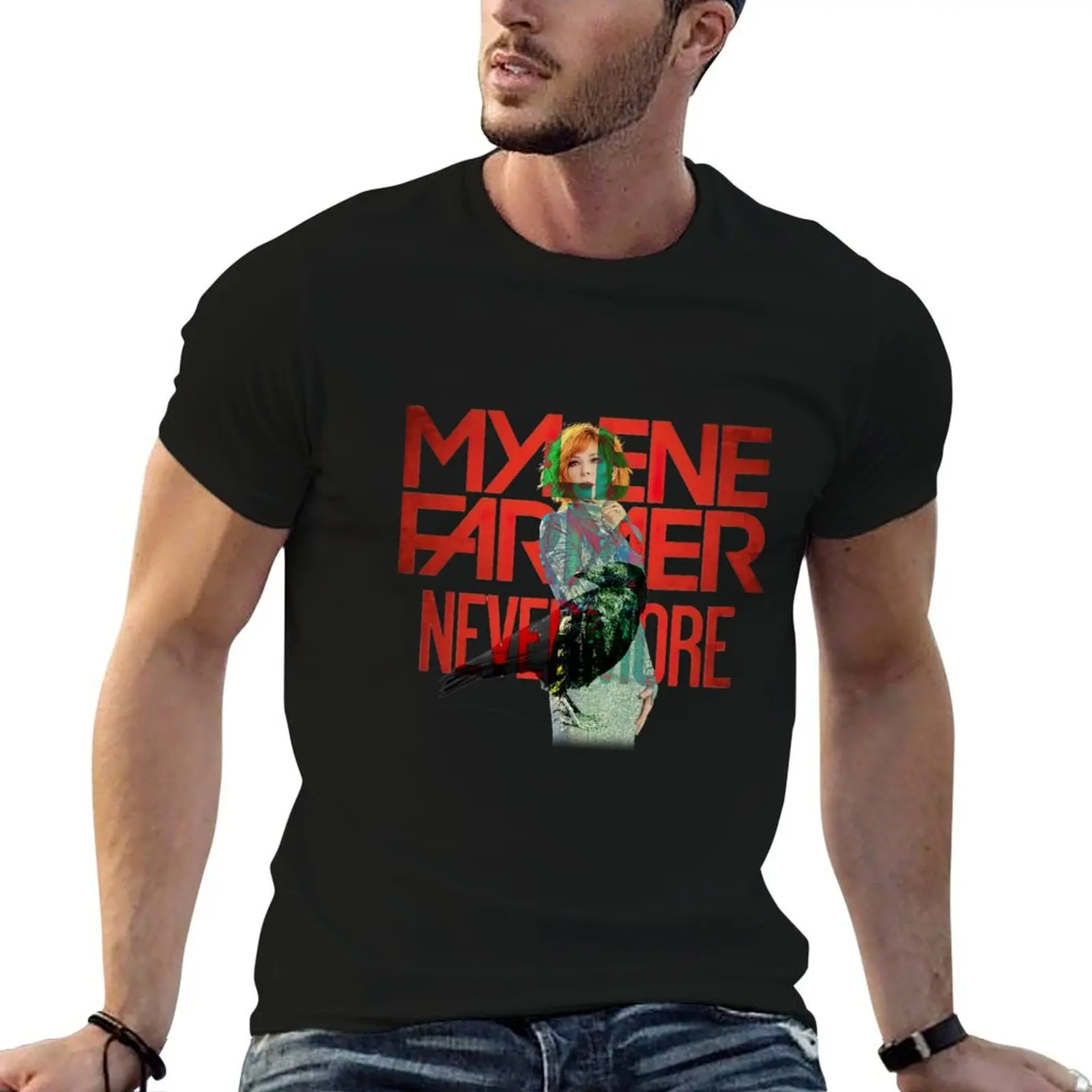 

Mylene Farmer Nevermore tour-Mylene with Raven T-Shirt vintage t shirts designer shirts plus sizes men clothes