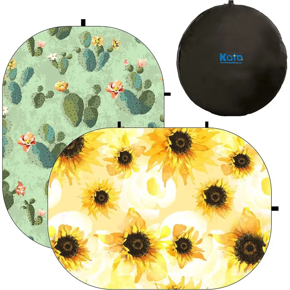 

5x6.5t(1.5x2m) Collapsible Backdrop Suowers Cactus Printed up Backgrounds Photography Video Props