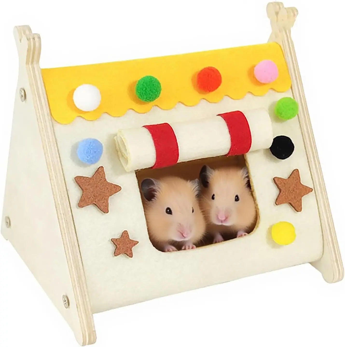 

Hamster Hideout for cage Wooden Felt Warm Sleeping Bed Small Animal Hideout Syrian Hamster Hammock Soft Bed Cage Accessories Toy