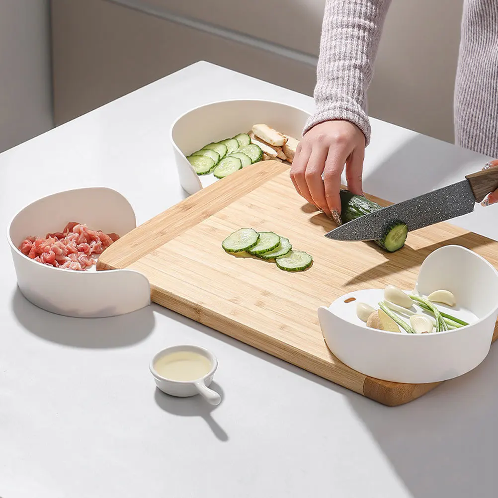 

4pcs Stackable Hot Pot Food Plate Multi-Use Vegetable Serving Tray Open Mouth Design Household Dining Ware Buffet Fruit