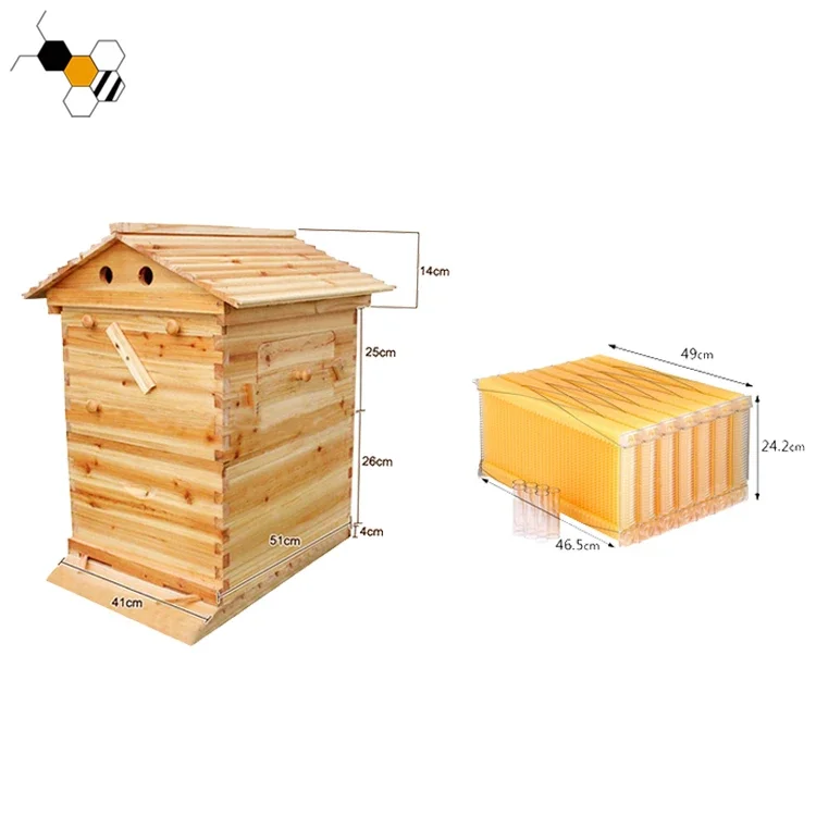 

Automatic Beehive & 7 Auto Frames China Fir Wax Coated Self Flowing Bee Hive