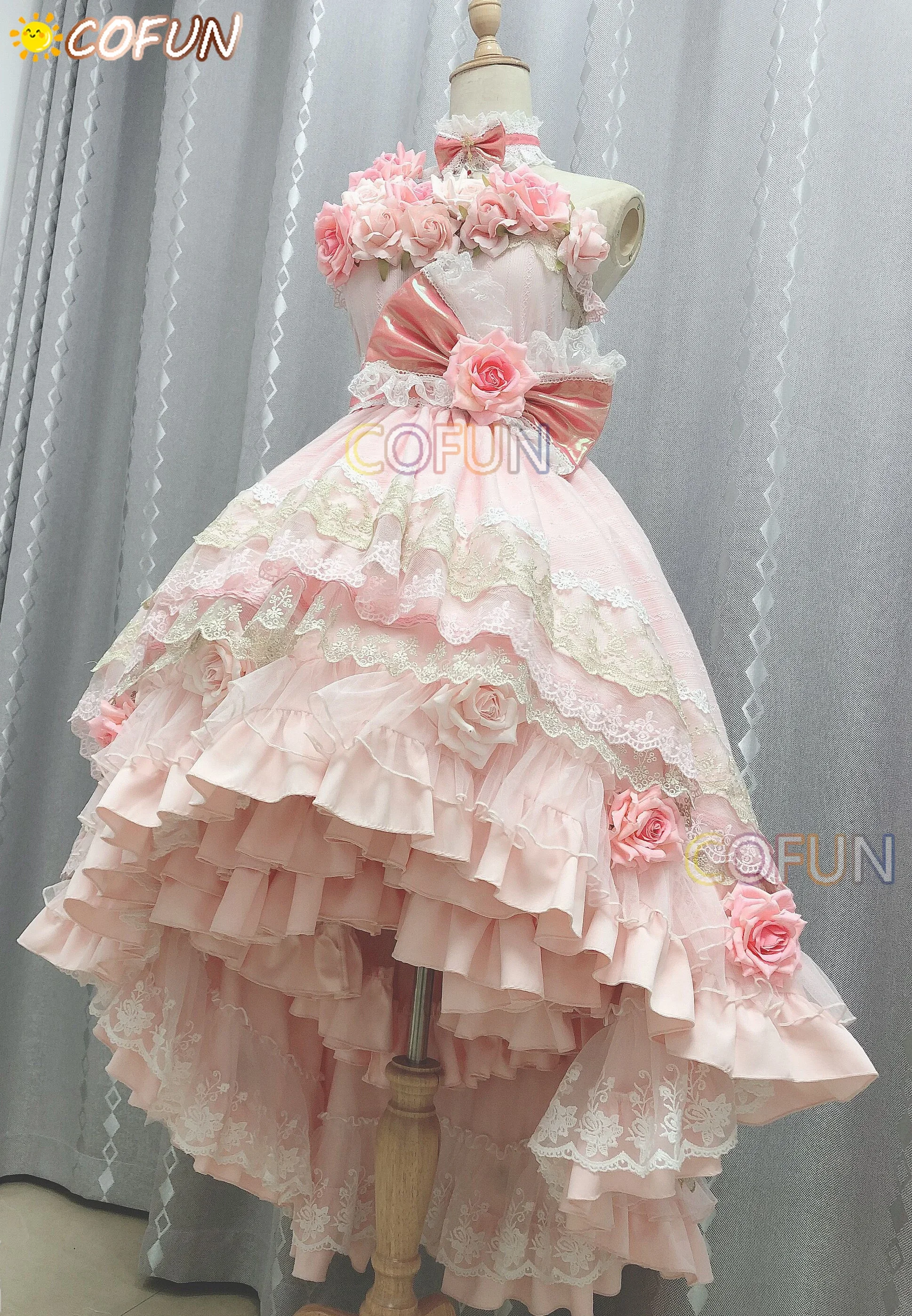 COFUN-Who Made Me A Princess Cosplay Costume pour Femme, Atanrenfor202 y, Magnifique Robe Lolita, Rose Adulte, Personnalisé