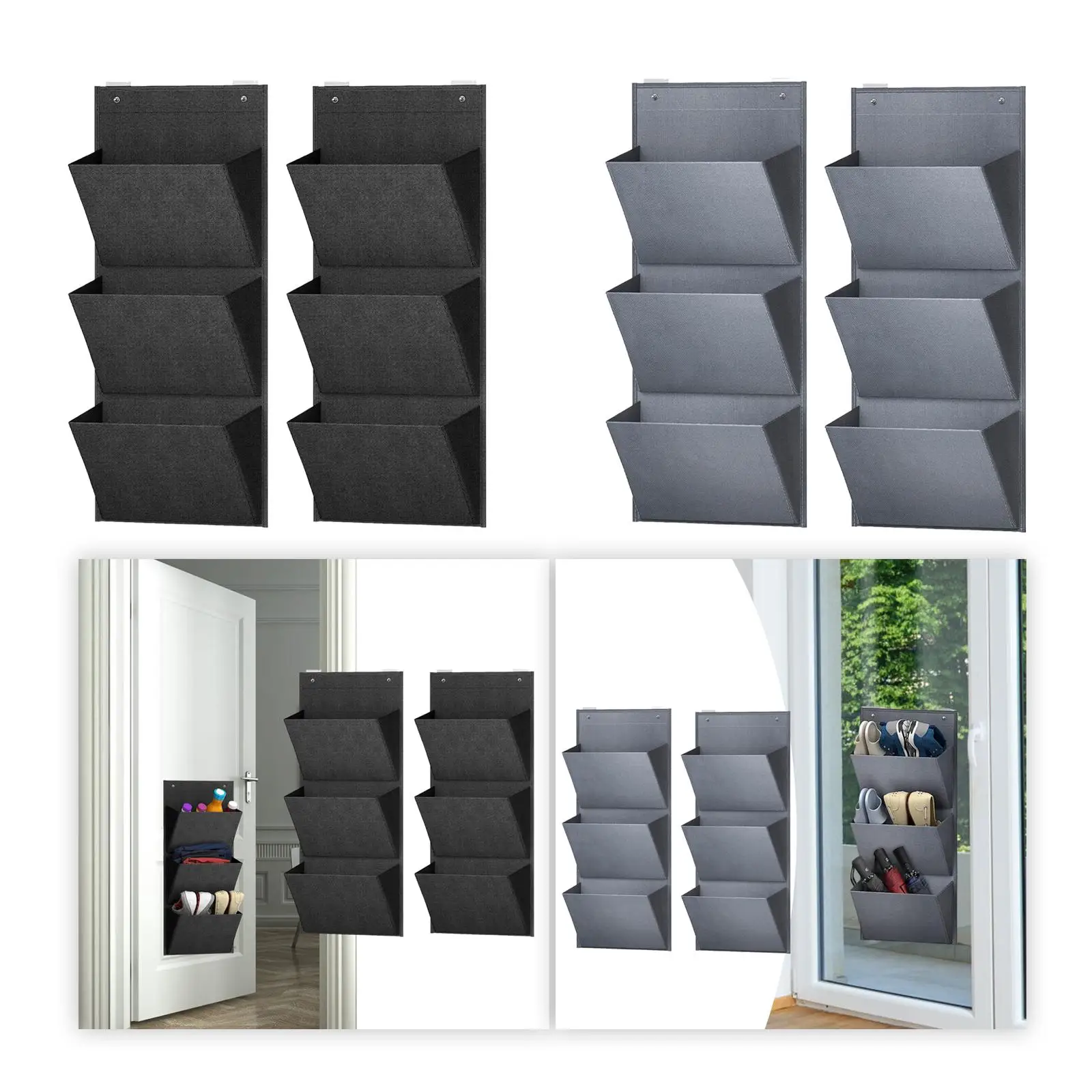 2 Pieces over The Door Shoe Organizer Deep Pockets Door Shoe Rack, Hanging Storage Organizer for Toys Hats