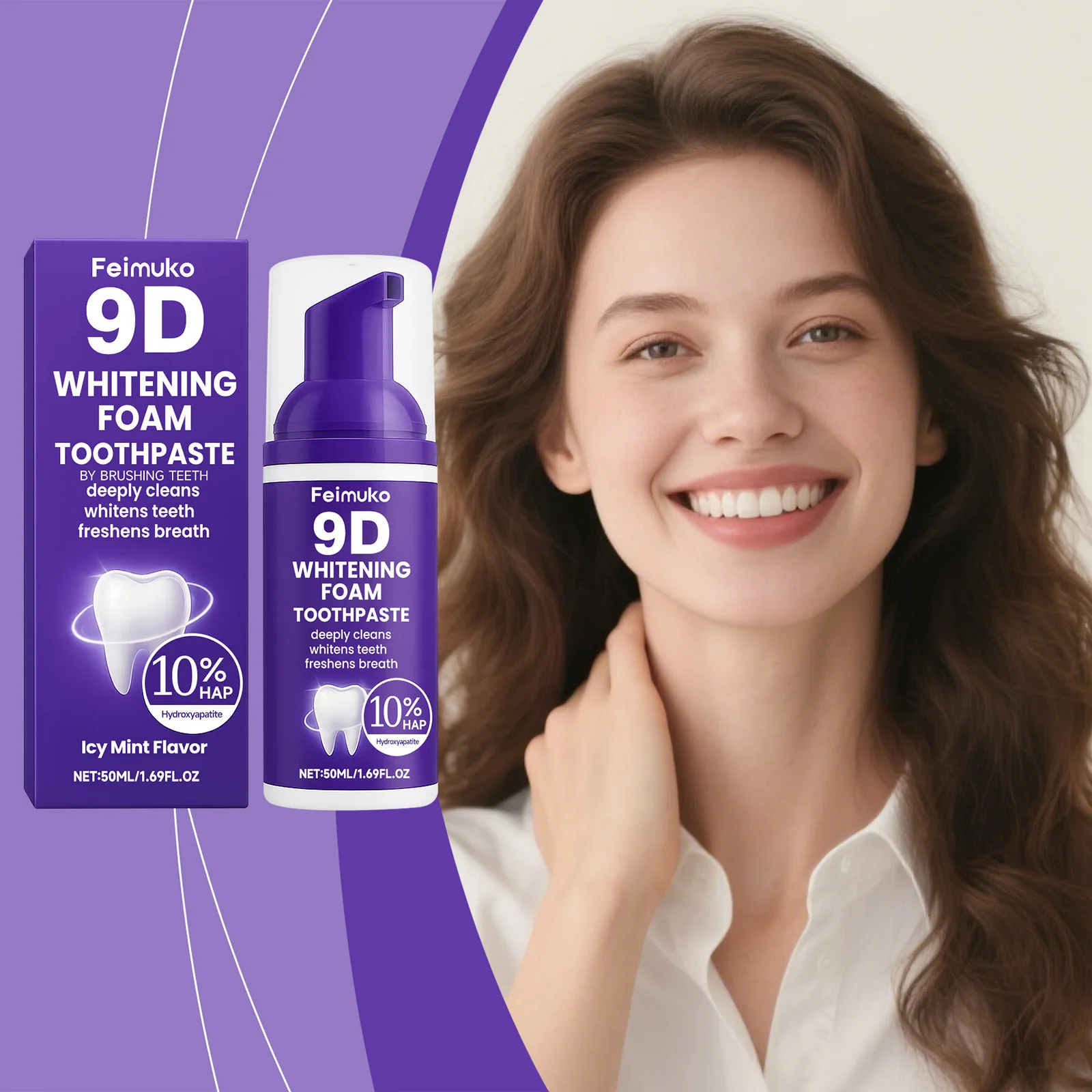 Purple Whitening Toothpaste Helps Prevent Cavities Effectively Removes Plaque Deep-Cleaning Foam Removes Stains Natural Herbs