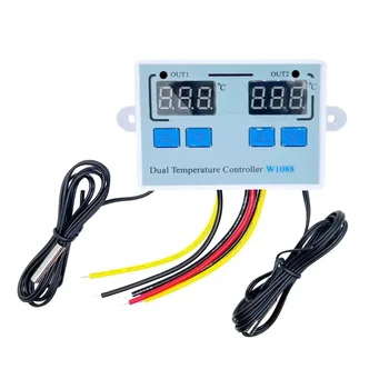 Doppio LED Sensore di Temperatura Digitale Misuratore di Regolatore Termostato di Riscaldamento Elettrico Acquario Incubatrice Termoregolatore W1088 220V