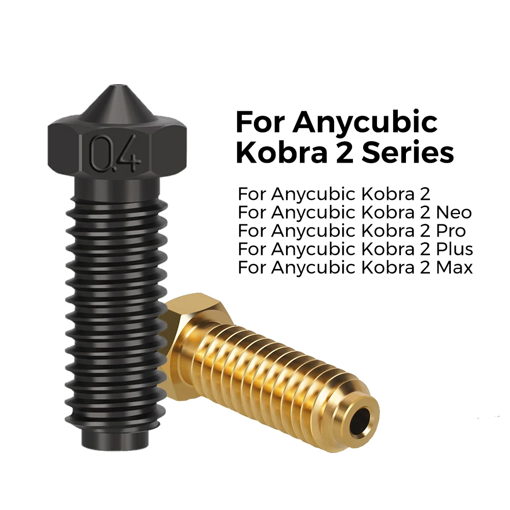 1~10Pcs 3D Printer Brass Hardened Steel Nozzles Volcano Nozzle For Anycubic Kobra 2/ Kobra 2 Pro/Kobra 2 Max/ Kobra 2 Plus