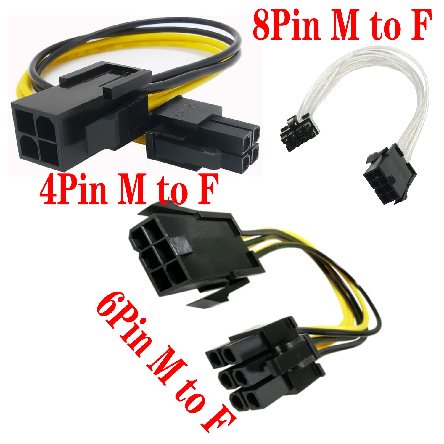 4/6/8 Pin P4 CPU Power Extension Cable for Desktop Computer (18AWG)Connect 12V PSU and CPU Power Connector,Male and Female