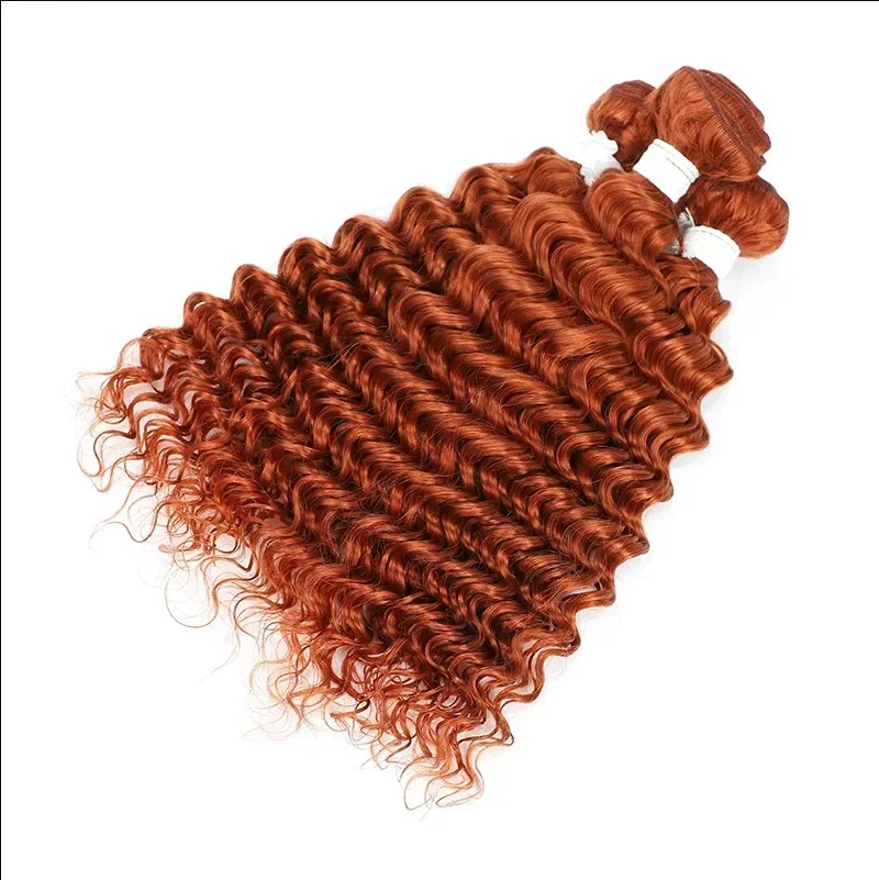 SOKU-Bundles de tissage de cheveux humains Deep Wave, Bundle brésilien Remy, Offres groupées, 350 orange, VideoColored, 1 PC, 3/4 PC