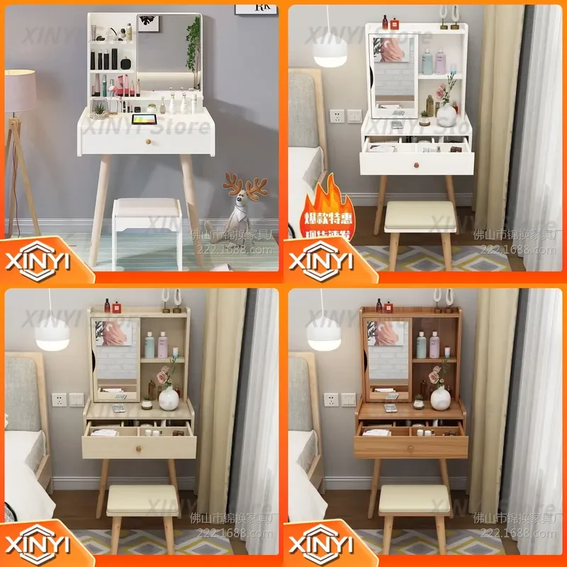 Modern Simple 50cm Dressing Table for Small Apartments Bedrooms Mini Economical Vanity Table with Mirror for 60cm Space