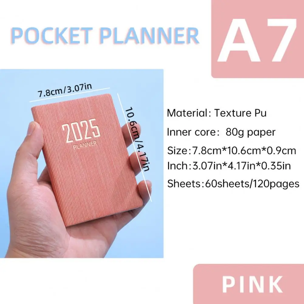 สมุดแพลนเนอร์สมุด2025กระดาษหนาพร้อมกระดาษหนาปกหนังสังเคราะห์เขียนลื่นไม่ทำให้หมึกไหล