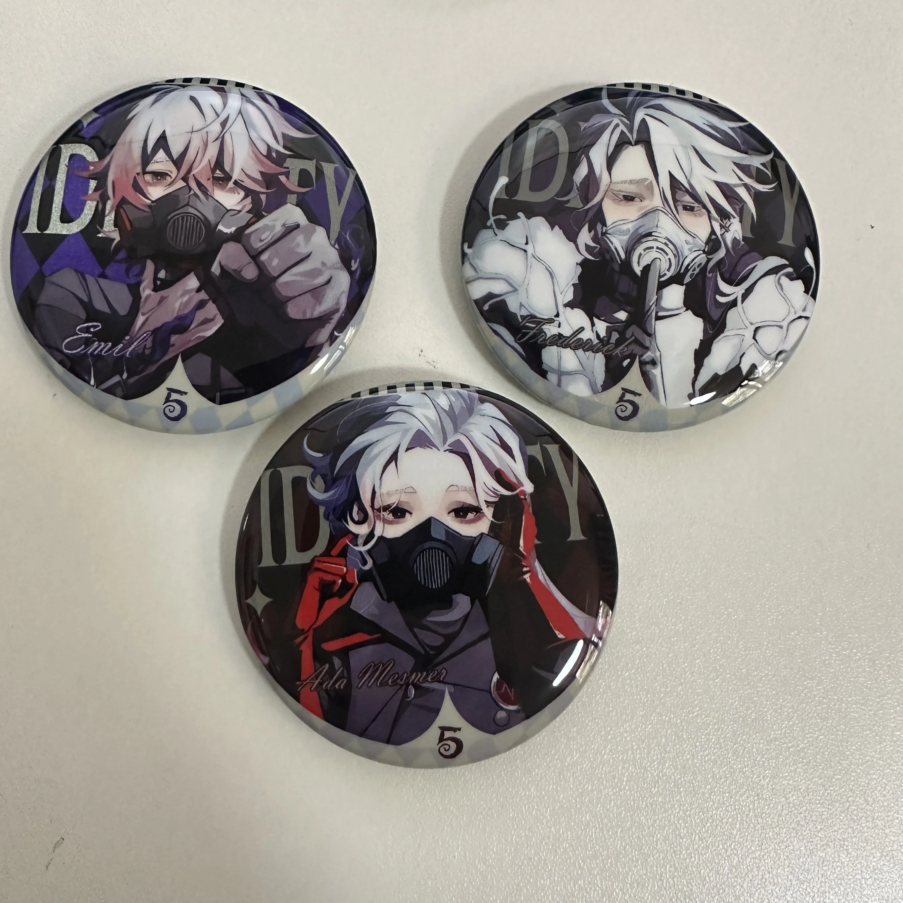 Game Identity ⅤEmil Ada Mesmer Frederick Kreiburg Figure Cosplay Metal Badge Kawaii Bag Pins Fans Christmas Gifts Brooch