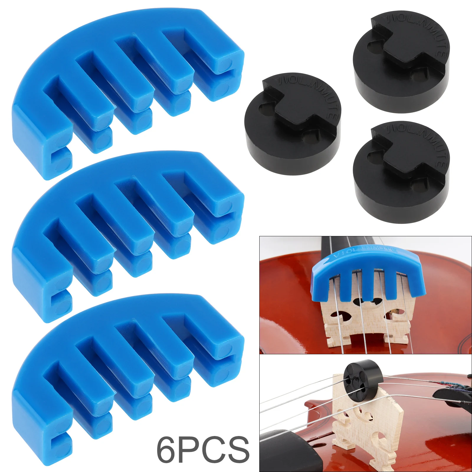 1pc/ 6pcs Violin Practice Mute Set 3pcs Claw Style & 3pcs Round Style 4 Claw for 1/2 / 3/4 / 4/4 Violin