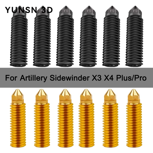 Boquilla volcánica mejorada para artillería Sidewinder X4 X3 Plus/Pro Hotend, boquilla de latón de acero duro, piezas de impresora 3D