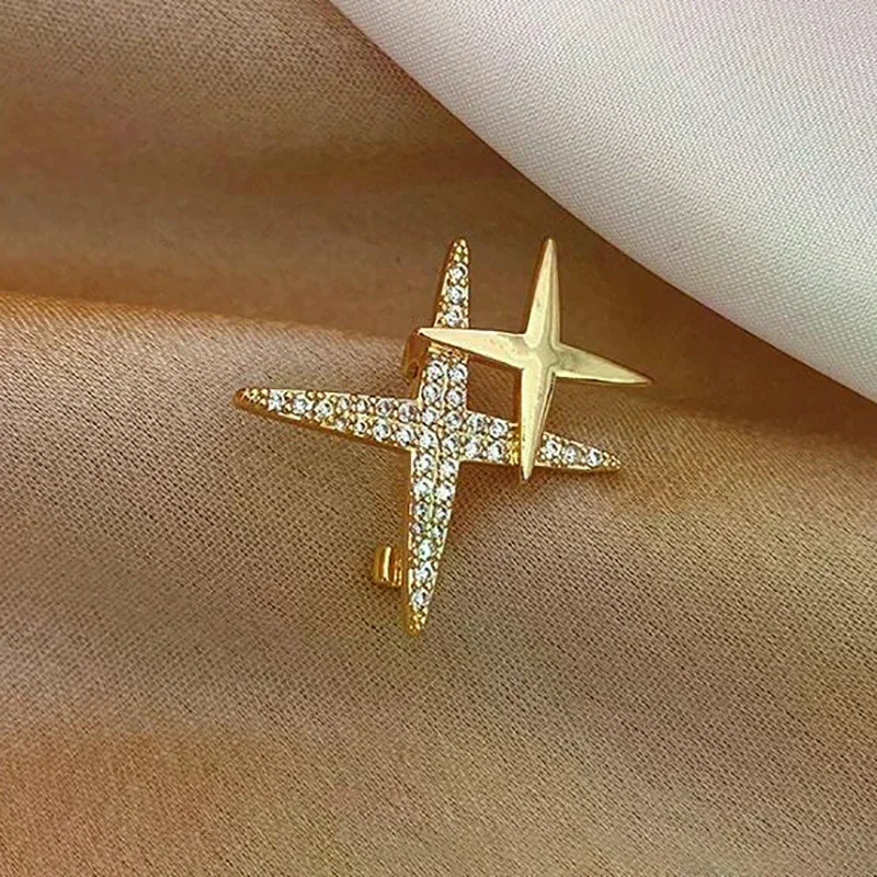 Classic Design Star Shaped Rhinestone Brooches Pins For Woman Fashion Fine Jewelry Wedding Party Girl Luxury Accessories Gift