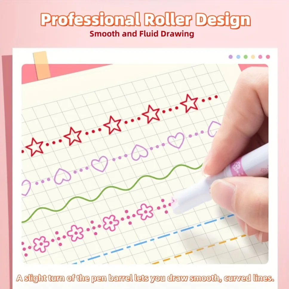 8 double head contour pen,pattern roller curve pen,hand ledger,Drawing Doodle,highlight,back to school season,Christmas gift
