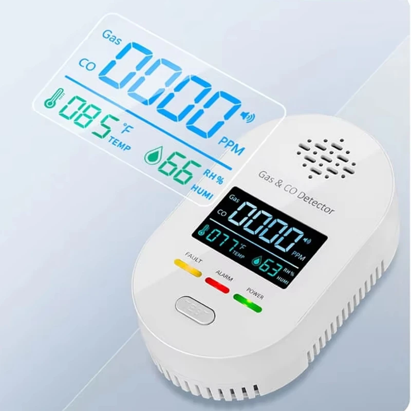 4in1 Carbon Monoxide Natural Gas Propane LPG Methane Monitor Alarm Detector Plug-in Wall for Household Use