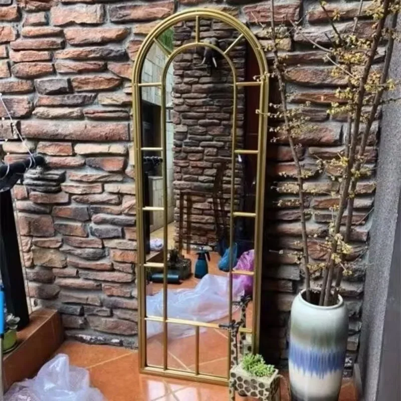 Arched Window Shape  Standing Metal Mirror