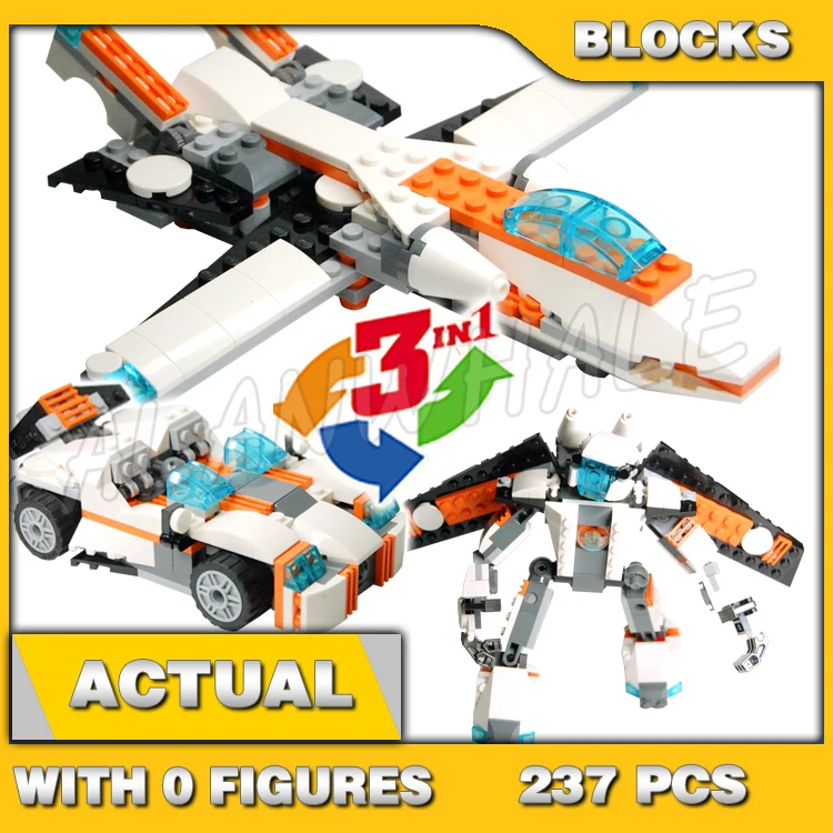

237 шт., креативный 3в1 Future Flyer Jet с подметальными крыльями вперед, спортивный автомобиль 3111, строительные блоки, игрушка, совместимая с моделью
