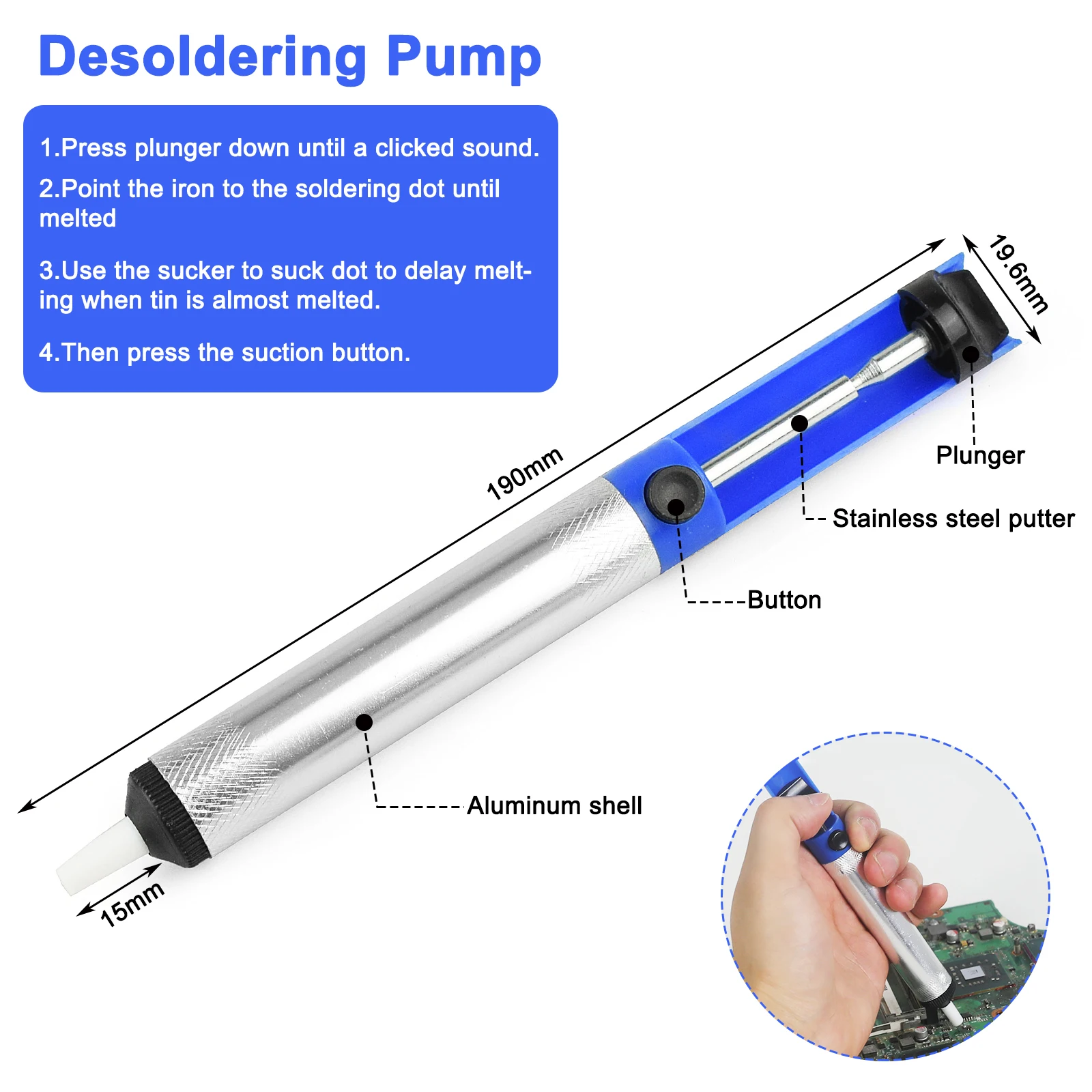 NEWACALOX Vacuum Desoldering Pump Solder Tin Remover Tool Soldering Iron Desoldering Hand Welding Tools