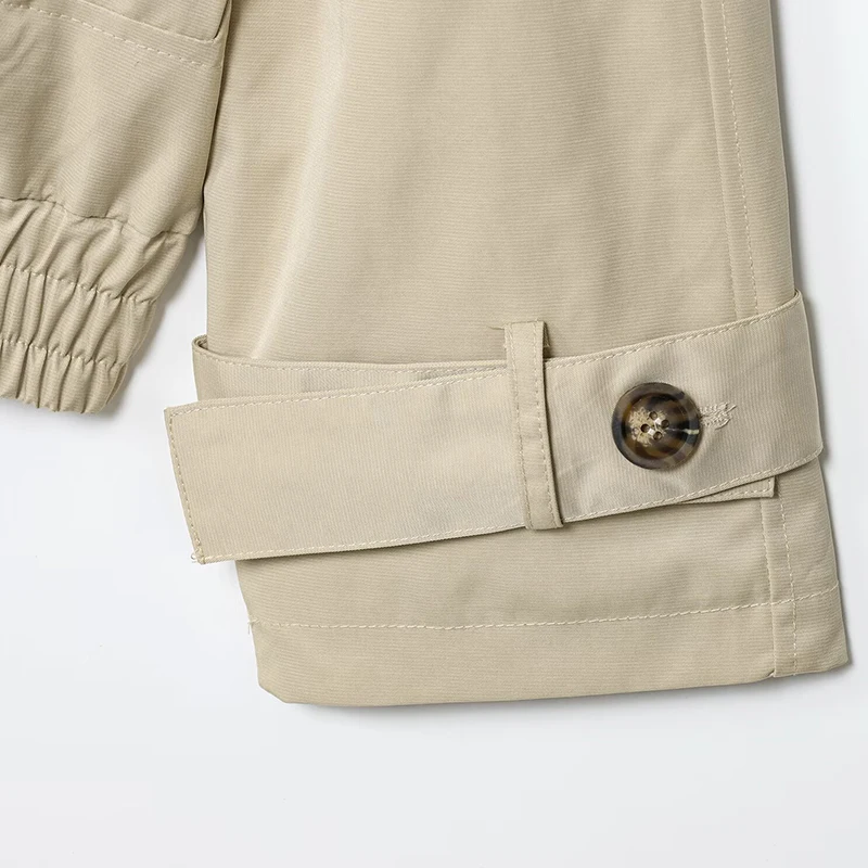 HXAO Vrouwen Jas Windscherm Jassen Demi-Seizoen Nepbontjas Lange Mouw Bomberjacks Double Breasted Crop Grote Maat Bovenkleding