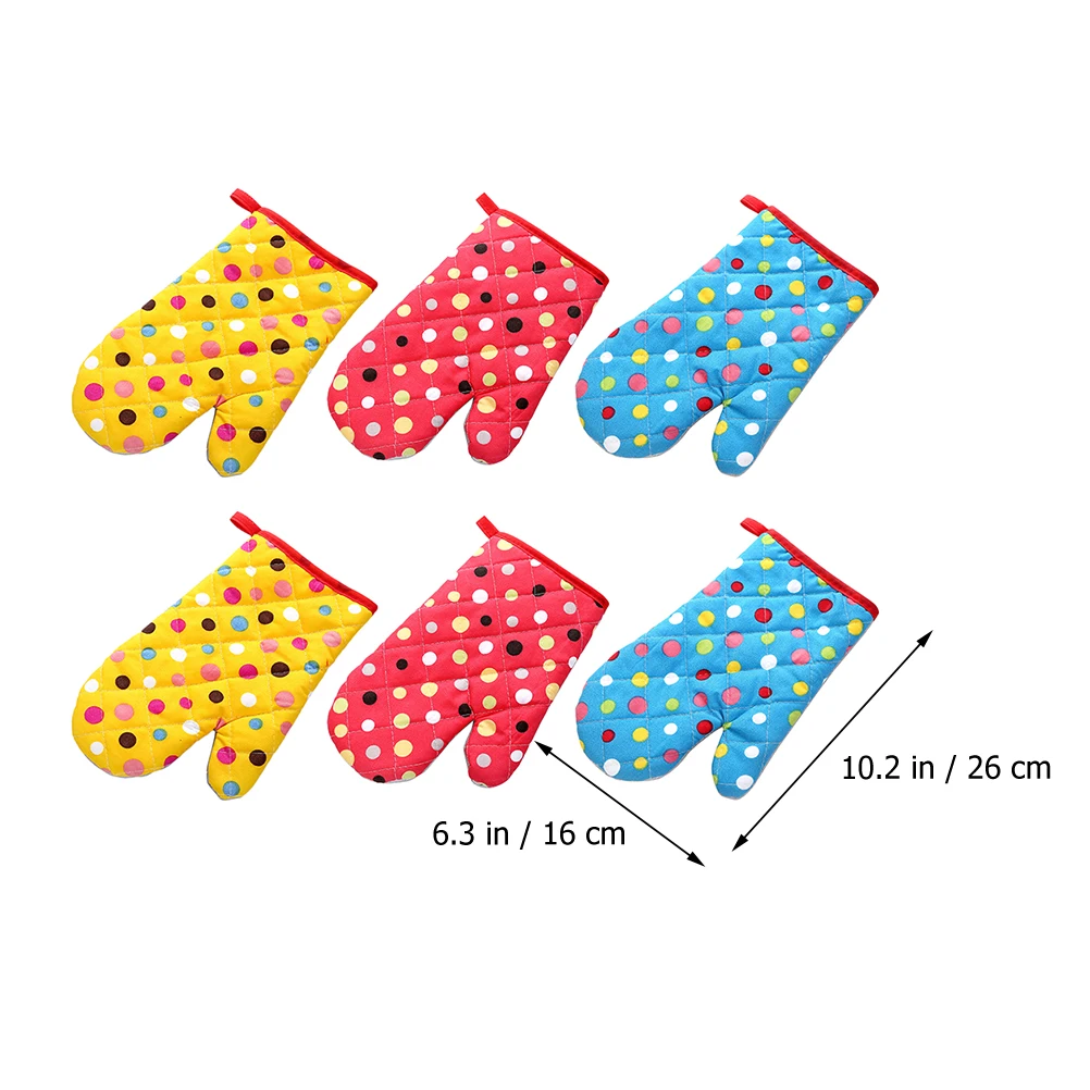 

Heat Resistant Oven Mitts Insulated Polyester Cotton Kitchen Bake BBQ Gloves Protect Hands Safe Practical Long Lasting