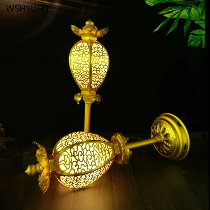 H24cm Aluminum gilded palace candlestick Buddhist temple supplies temple Household Sacrifice feng shui blessing