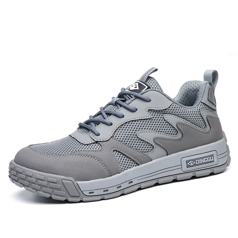 men's casual breathable steel toe caps working safety shoes outdoors worker summer tooling security boots protective footwear
