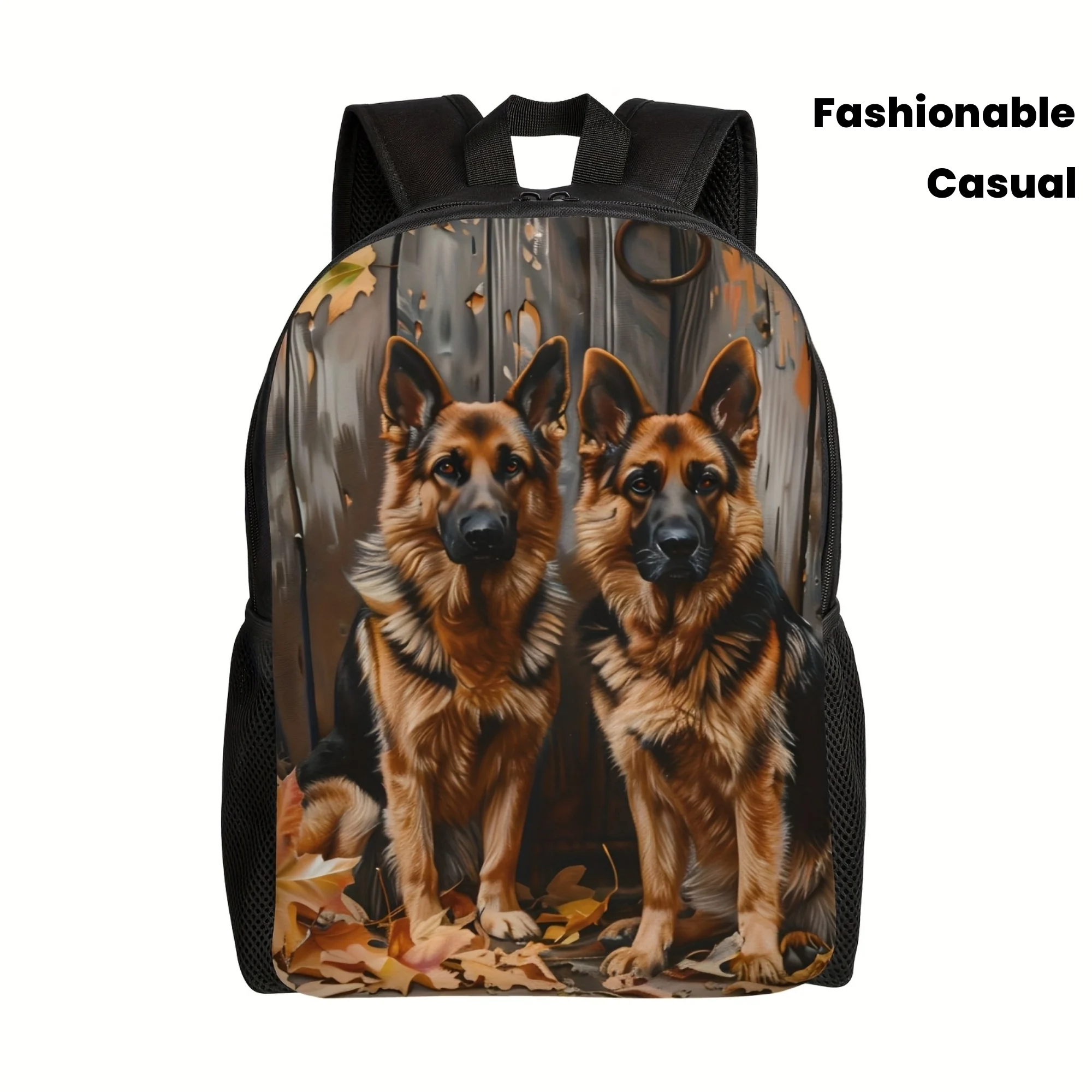 

Autumn Leaves, German Shepherd Men's Backpack, Fashion Casual Printed Backpack, Adjustable Shoulder Strap, Suitable