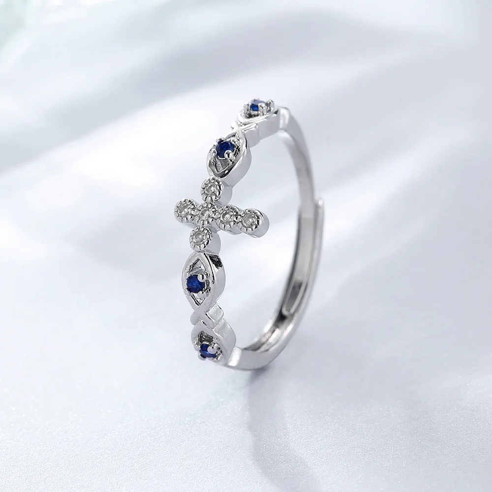 VOQ Exquisite Silver Color Ring for Women Timeless Christian Cross Ring New Fashion Party Gift Jewelry
