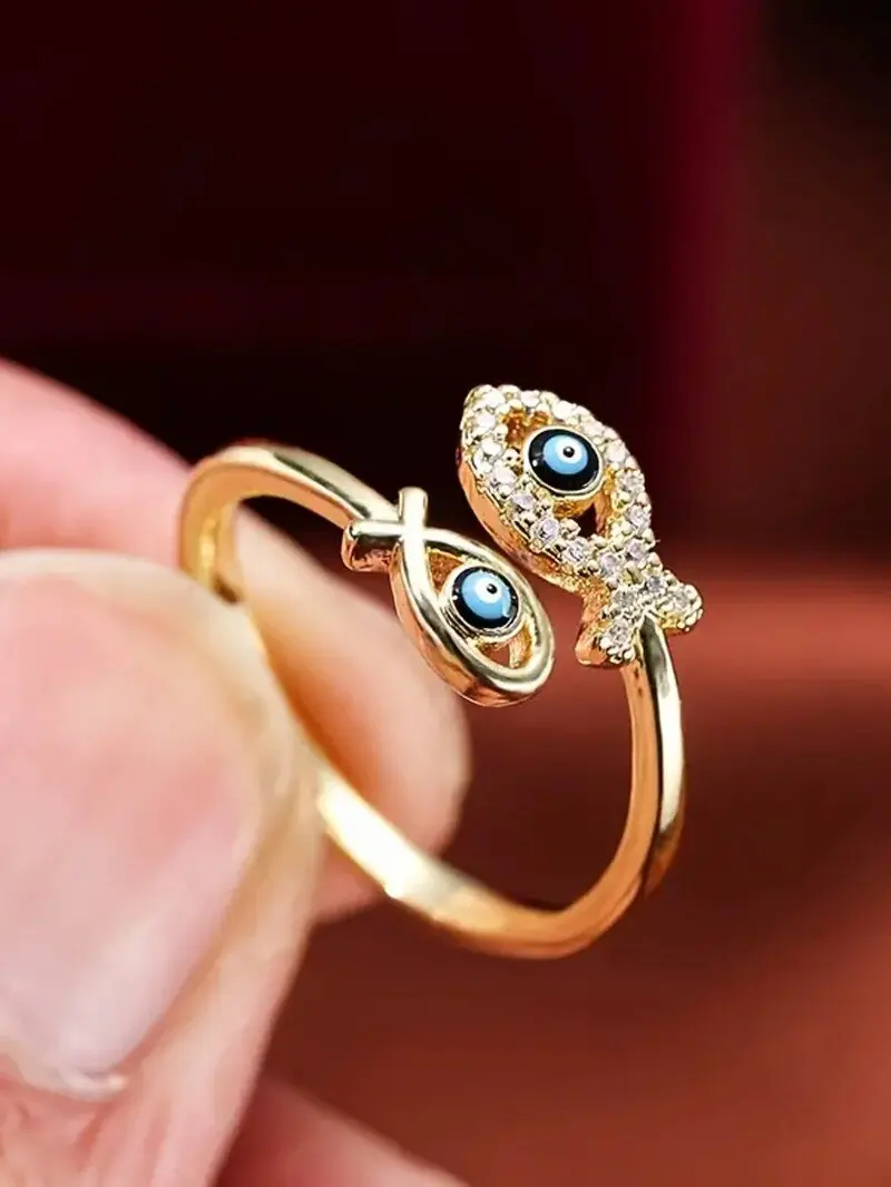 خاتم عين الشيطان S925 للنساء، طراز أوروبي وأمريكي، مرصع بالألماس، تصميم مجوف، قابل للتعديل، فاخر خفيف، ملمس راقي، هدية عيد ميلاد لصديقتك أو أفضل صديق، مجوهرات حفلات التاريخ، مجوهرات نسائية راقية