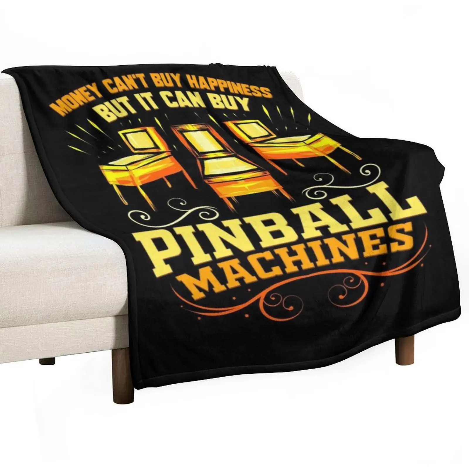 Pinball Machine Buy Happiness Funny Retro Arcade Throw Blanket Plaid on the sofa Giant Sofa Polar Thin Soft Big Shaggy Blankets