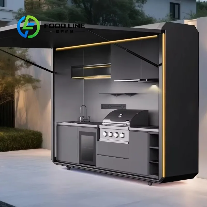 Customized Waterproof Stainless Steel Electric BBQ Grill With Piezo Ignition Modern Luxury Outdoor Kitchen Equipment