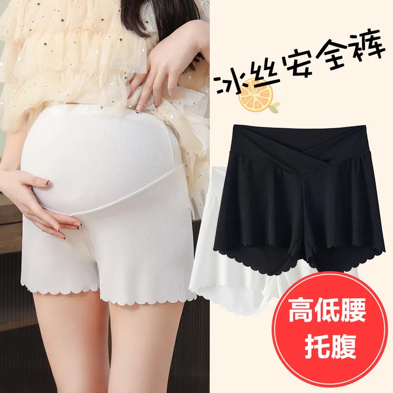 Summer Womens Shorts Loose Short Pant for Pregnant Women Ice Silk Maternity Shorts Breathable Safety Pants Casual Soft