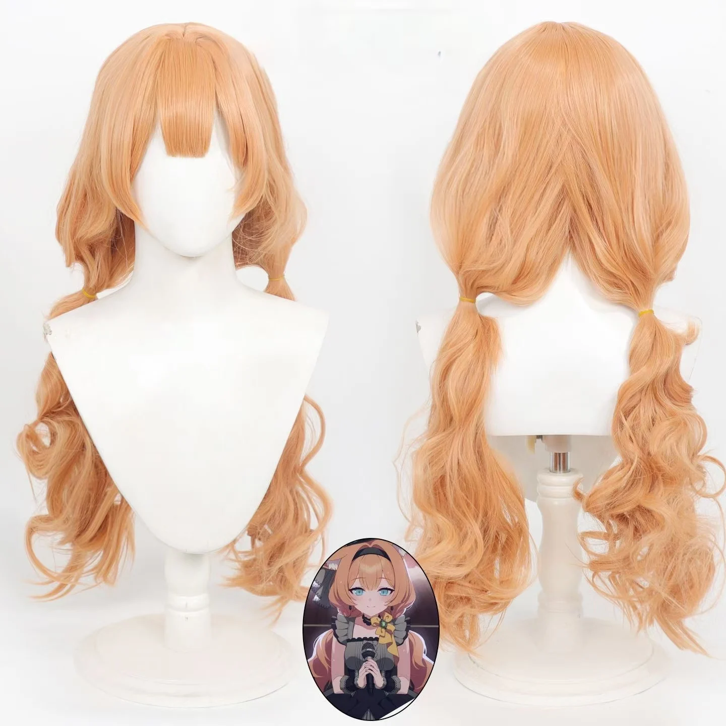 Blue Archive Iochi Mari Cosplay Wig Golden Double Ponytail Wavy Hair High Temperature Resistant Matte With Wig Cap For Halloween