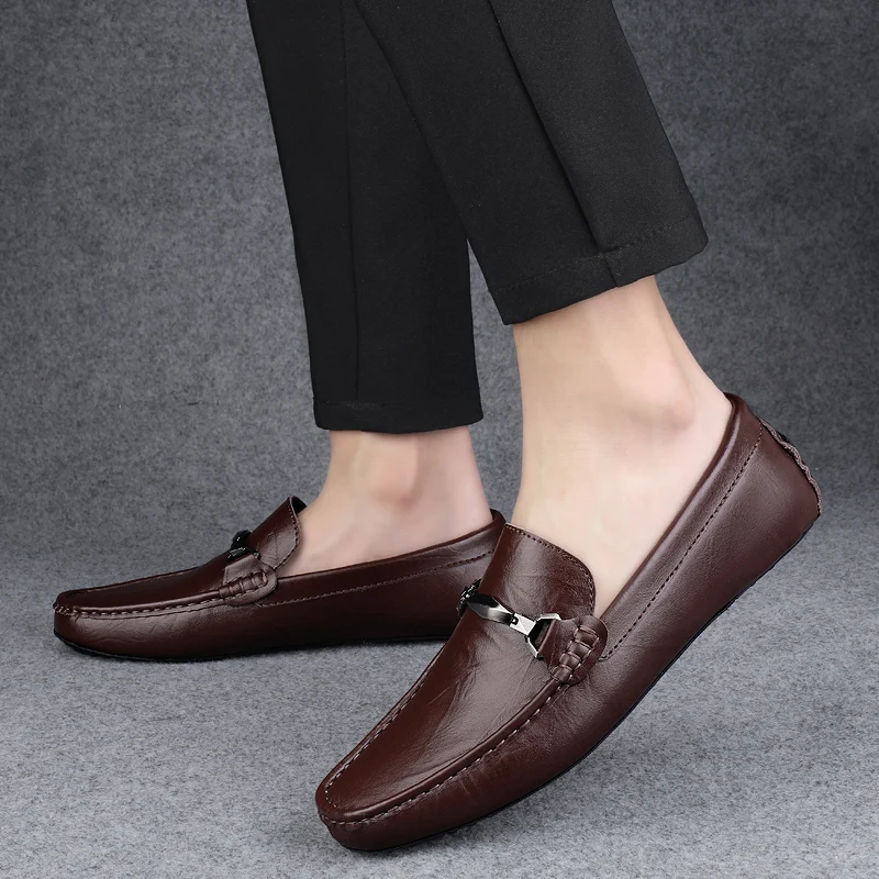 

2025 итальянские высококачественные лоферы ручной работы из натуральной кожи для мужского отдыха, качественные мокасины для мужского бизнеса