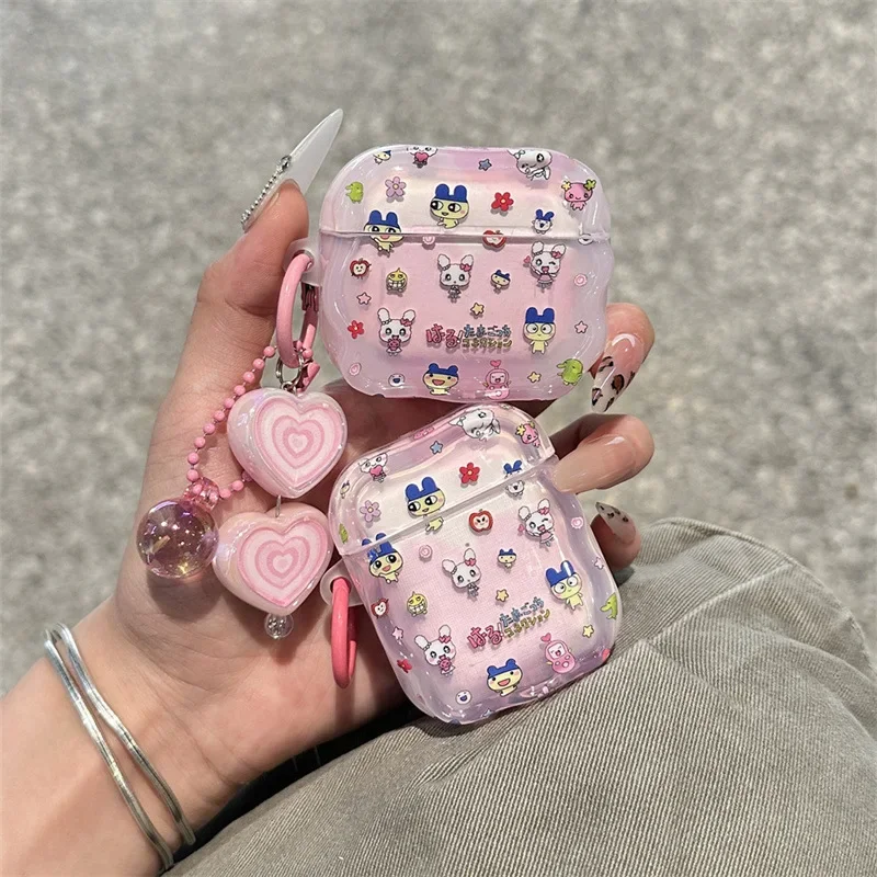 حافظة سماعة أذن شبه شفافة كرتونية لطيفة، مناسبة لسماعات AirPods 4 3 2 1 AirPods Pro 2 Pro