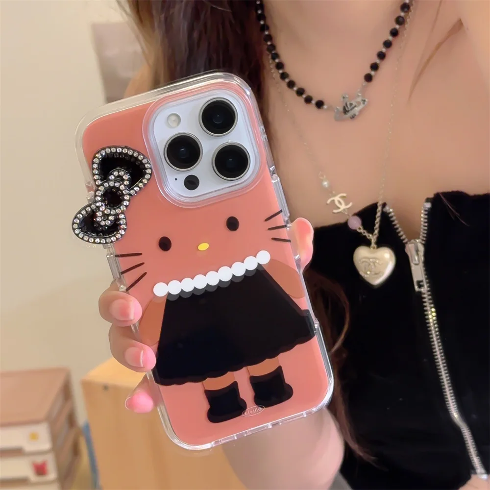 

Luxury Flash drill Hellokitty new phone case shockproof for iPhone 13 14 15 16 Pro Max cover Fashion Lovely Anti-fall Fundas