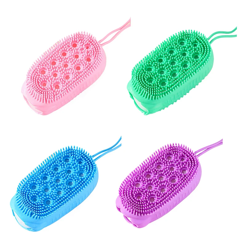 

Silicone Body Scrubber Shower Exfoliating Scrub Sponge Bubble Bath Brush Massager Skin Cleaner Cleaning Pad Bathroom Accessories