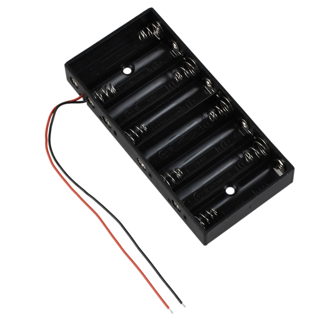 Caixa de armazenamento de suporte de bateria de plástico 12V padrão com fio de chumbo 8X1.5V AA 2A Cell