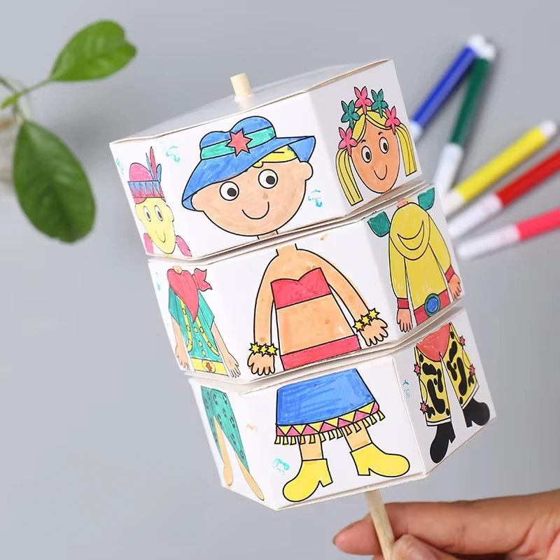 Kids DIY Rotatable Graffiti Painting Books Change Cloth for Children Magic Watercolor Notebook Early Education Coloring Book