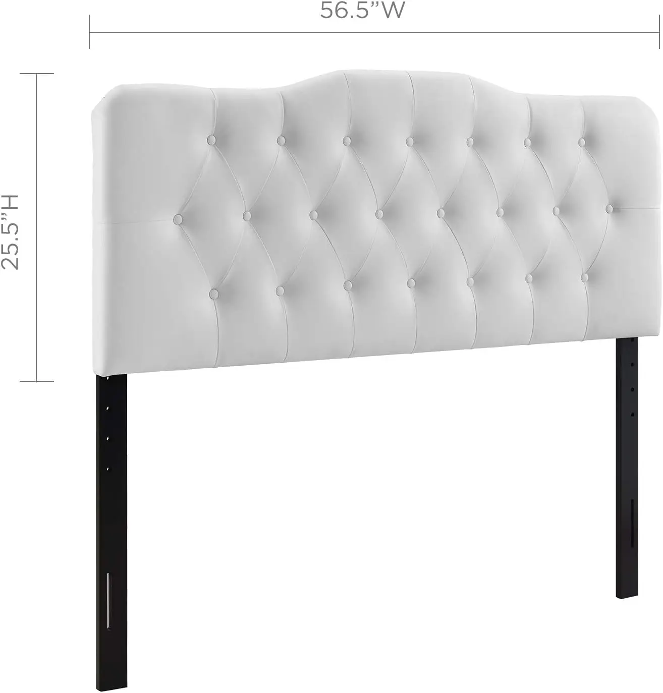 Full Size Bedroom Headboard, White, Tufted Button Faux Leather Upholstery