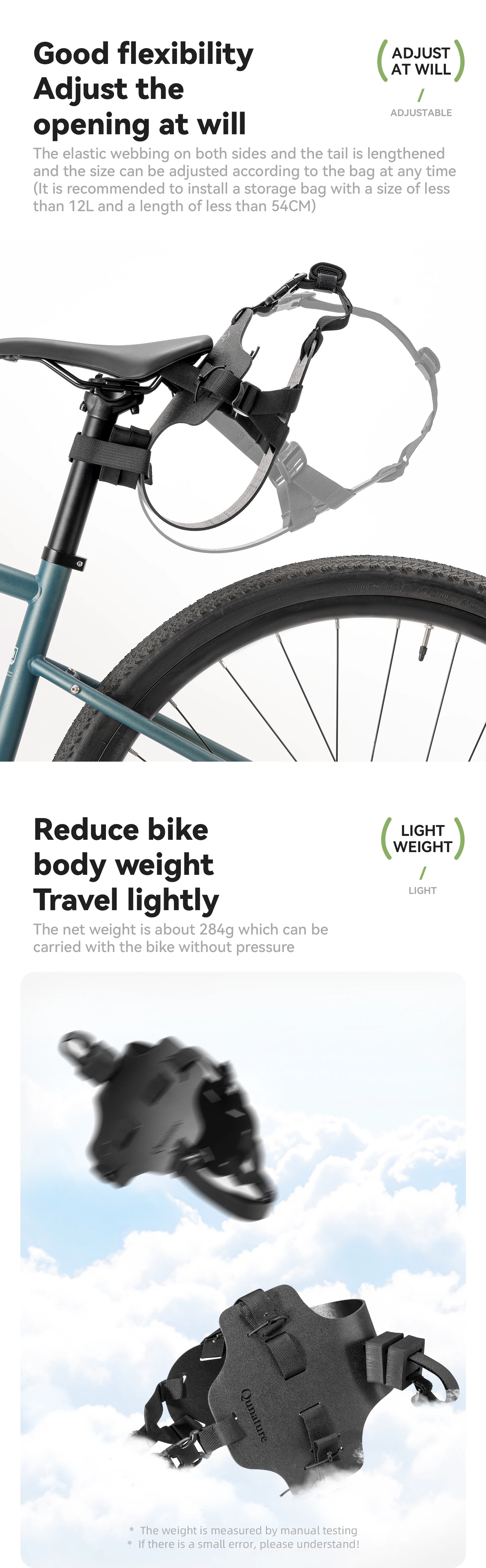 Qunature Bikepacking Packtaschen Wasserdichte Kompressionsbeutel für Rennrad und Mountainbike Leichte Faltbare Touring-Fahrradzubehör – Detail 23