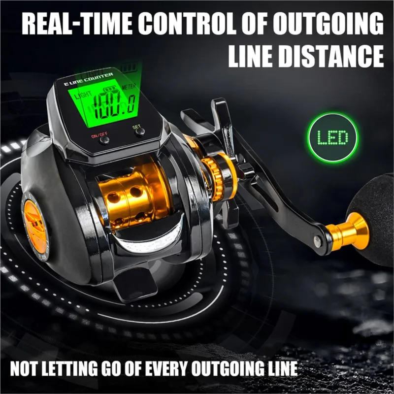 Electronic Baitcasting Fishing Reel, Big LED Screen, High Speed, 7.2:1, 10kg, Saltwater, Waterproof, Drum Wheel Casting