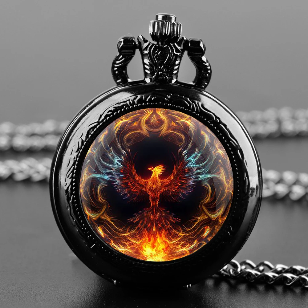 

Phoenix Symbol Quartz Pocket Watch Necklace Clock Pendant Women Men PocketWatch Kid Birthday Jewelry Gift reloj de bolsillo