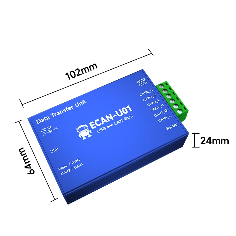 Imagem -02 - Can Bus Protocol Converter Transceptor de Transmissão Transparente Monitoramento de Dados de Vias Ecan-u01 Usb 2.0