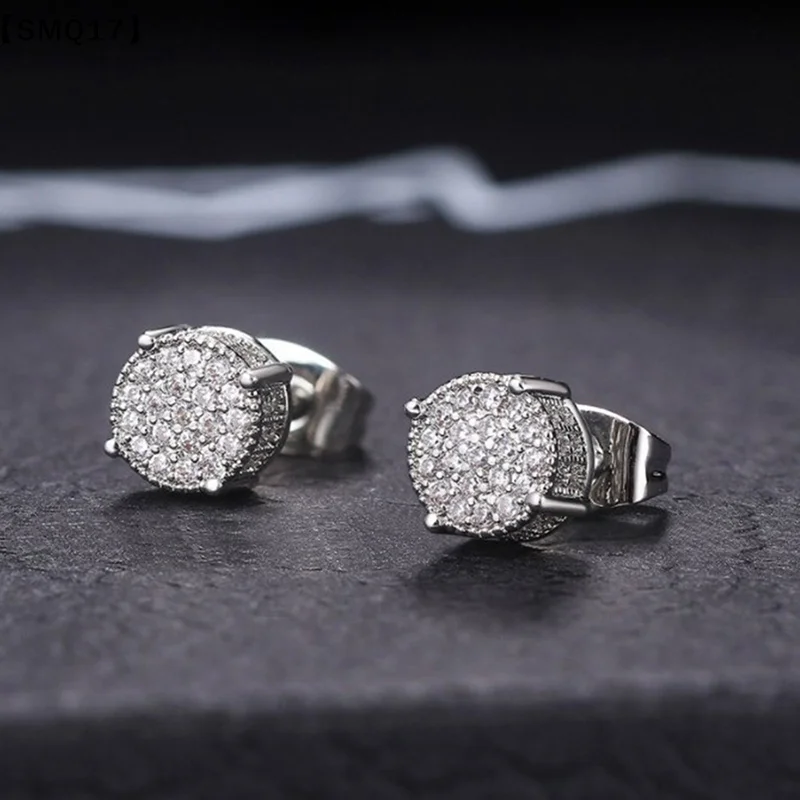 Stud Earrings For Men Women Gold Color Punk Jewelry Iced Out Zircon Rapper's Hip Hop Accessories Street Culture Jewellry【SMQ】